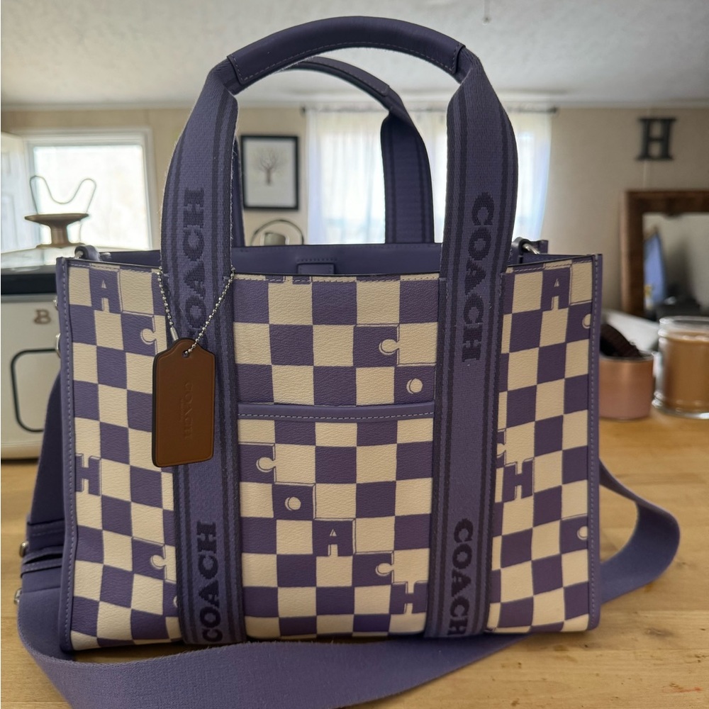 Coach Smith violet checkerboard tote